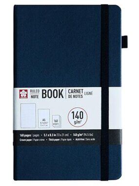 Sakura Notebook Ruled 160 Pages Deep Indigo 5.1"X8.3" A5 Size School Office